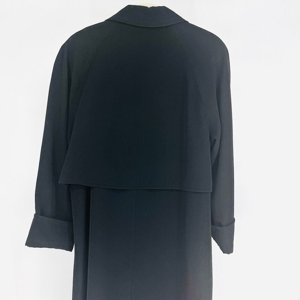 Petite Classic Long Black Trench Coat Women 10 Gallery Minimal Capsule Wardrobe - Picture 5 of 6